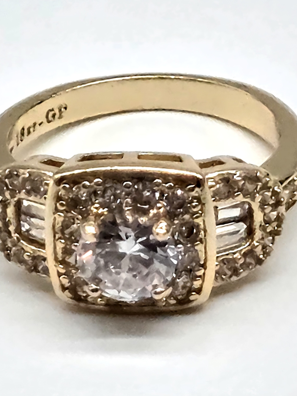 2 CTW Diamonique Halo Ring | 18K Gold Plated Ring Size 7